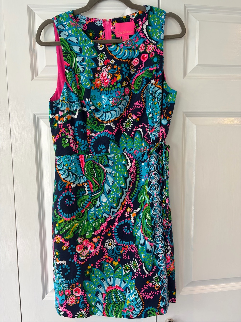 Lilly Pulitzer Navy Floral Paisley Sleeveless Romper with Pink Accents